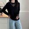 Spring New Women's Clothing Design with Hollow Out Long Sleeved T-shirt for Autumn and Winter Paired with an All Match Top