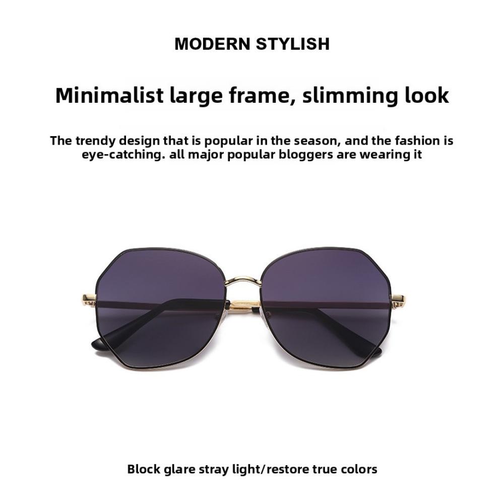 Sunglasses Female Korean Version Tide Shading Polarized Ins Sunglasses Fashion Polygonal Large Frame High Definition UV Protection Glasses
