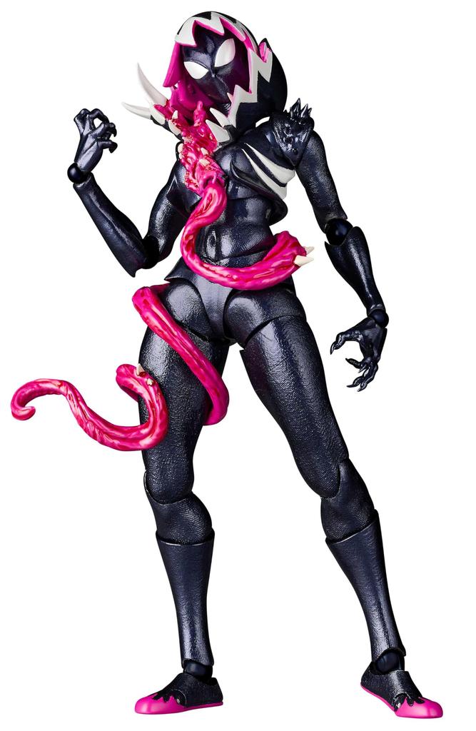 Kaiyodo Revoltech Amazing Yamaguchi Gwenom, approximately 150mm tall, non-scale, painted, PVC, ABS, and POM action figure, NR071
