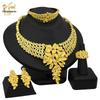 24K Gold-Plated Bridal Jewelry Set: Necklace & Earrings, Middle Eastern Wedding Style, Dubai Four-Piece Set