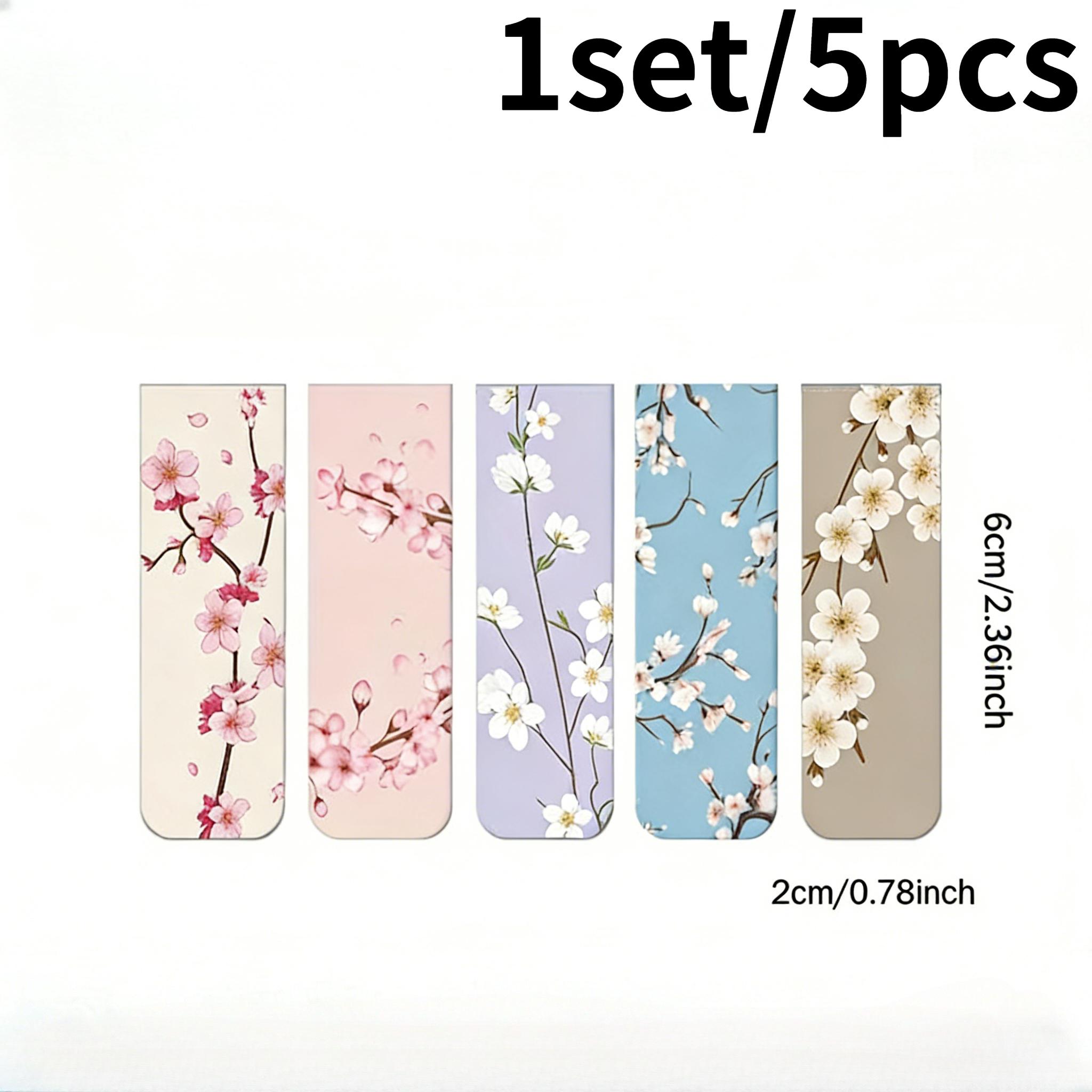 

1set/5pcs Assorted Flower Designs Magnetic Bookmarks - Strong Magnet Page Clips for Books, Durable Book Markers Set for Readers