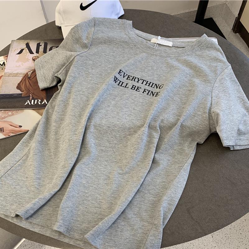 Γυναικείο Φαρδύ Καλοκαιρινό T-Shirt από Βαμβάκι - Κορεάτικο Μαθητικό Στυλ, Ευρωπαϊκό & Αμερικάνικο Casual Μπλουζάκι με Μανίκι Μέχρι τον Αγκώνα