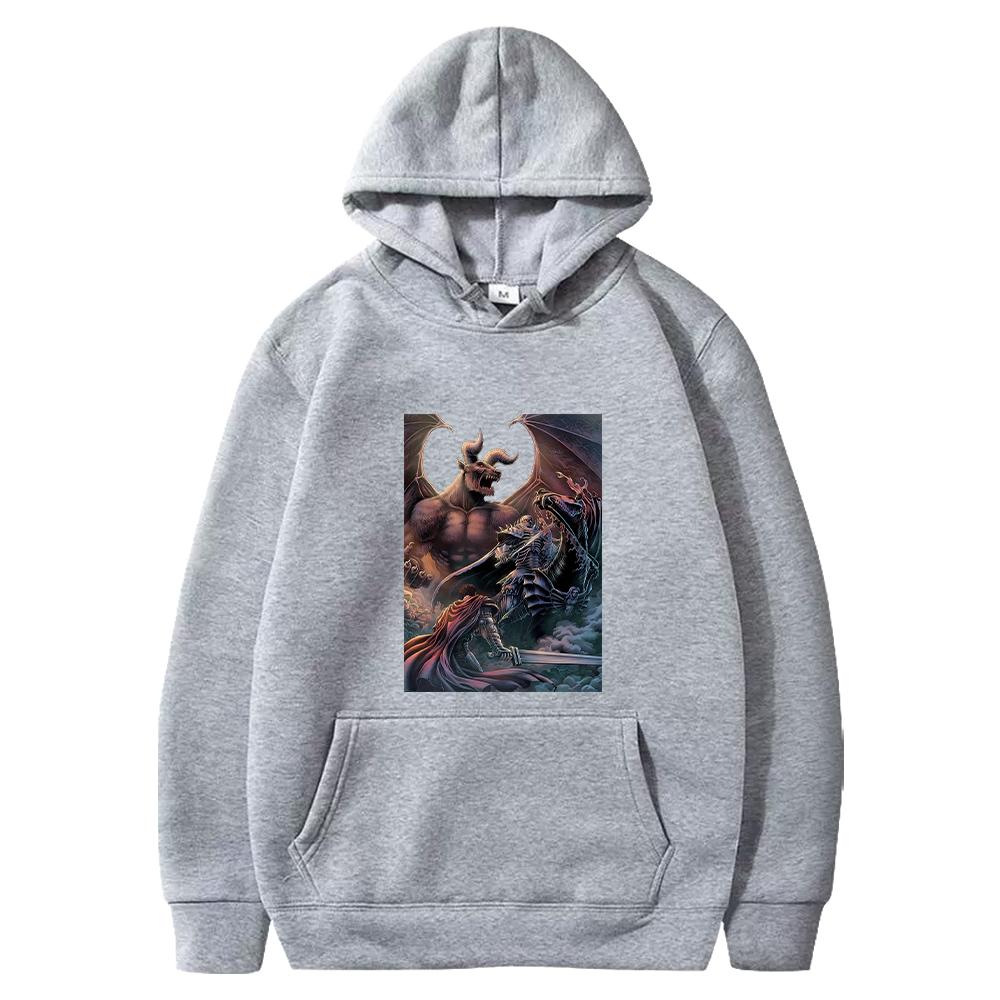Harajuku Anime Berserk Hoodie Guts Print Sweatshirt Men Women Clothing Long Sleeve Fleece Loose Hooded Male Casual Streetwear