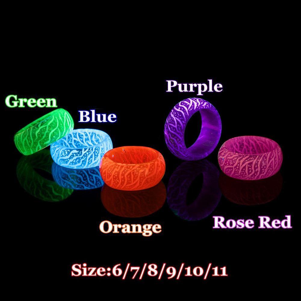 Fashion Size 7-11 Fluorescent Design Resin Finger Ring Luminous Ring Glowing In The Dark