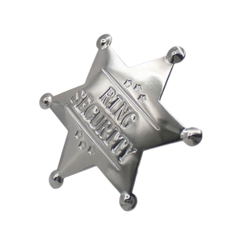 Hexagonal Star Badge Rings Security Badge Pin Decorations Rings Bearer Badge Gift Wedding Accessories for Boys