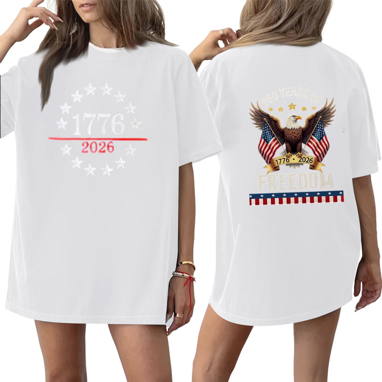 

Women s Casual Printed Round Neck Pullover Short Sleeve Top XL білий