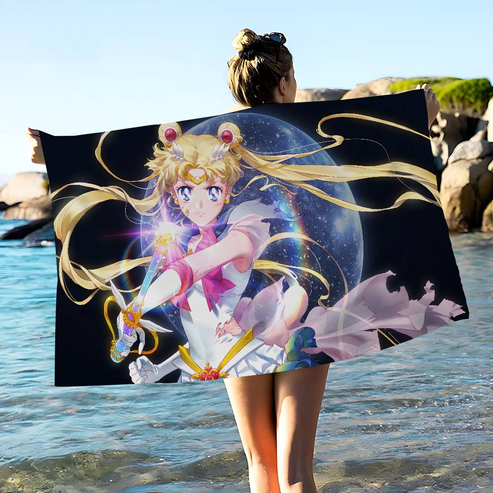 Anime R-Role S-Sailor M-Moon Große Mikrofaser Strandtücher Schnelltrocknendes Handtuch Sandstrandtücher Poolhandtuch für Reisen Schwimmbad Yoga