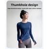 Women's Yoga Fitness Clothing Long Sleeve round Neck Tight Top Quick Dry Running Sportswear Pilates Training Gym Suit