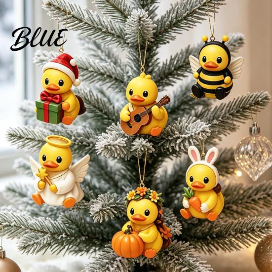 Family Ritual Holiday Gift Duck Advent Calendar 24-Day Christmas Countdown Box with Cute Acrylic December Daily Surprise Toy Tree Hanging Decor for