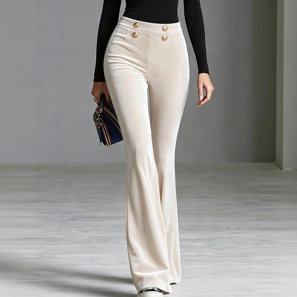 Women's Stylish High Waist Slim Fit Flared Casual Pants in Colors