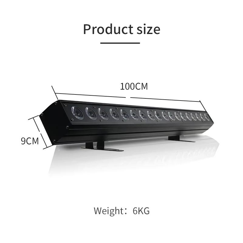 18x18W Pixel Control 6in1 RGBWA UV Wall Washer with DMX Linear Strip Light Indoor Flowing Lighting Effect