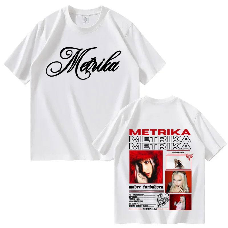 Rapper Metrika Album 2025 Double Sided Print Cozy T Shirt Mens Women Fashion Short Sleeve Tshirts Casual Oversized Y2K Tshirt