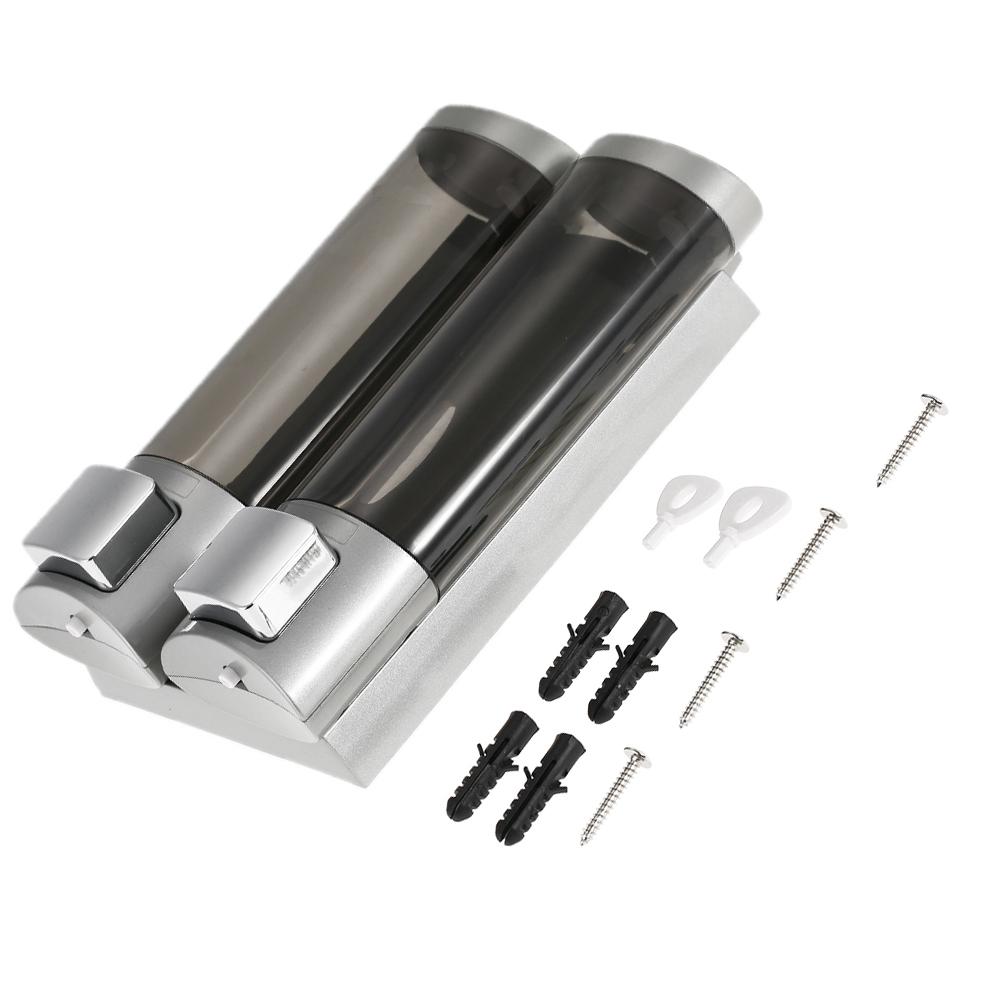 Manual Hand Soap Dispenser Wall Mount Double Liquid Shampoo Shower Gel Dispenser Hand Cleanser