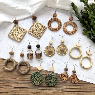 Vintage Forest Weaving Kolczyki ręcznie robione Boho Wakacyjne Kolczyki w Stylu Etnicznym