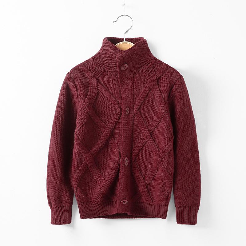 Children's High Neck Wool Cardigan - Warm Knitted Sweater for Autumn/Winter, Sizes 2-11 Years