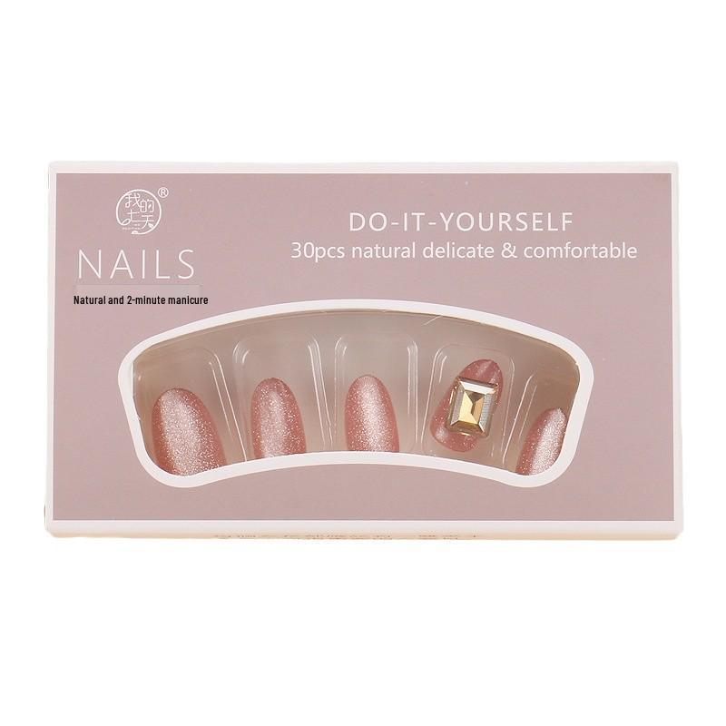 Short Cat Eye Glitter Nail Tips - Autumn & Winter Collection