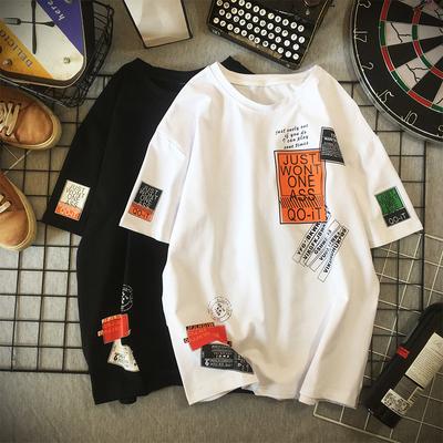 Men Summer Short Sleeve Casual Letter Printed Street Hip Pop Style T Shirt Top