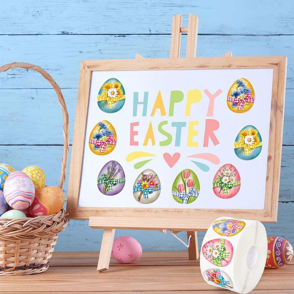 500PCS Cartoon Rabbit Easter Seal Sticker Self-adhesive Multiolor Cartoon Bunny Decals Waterproof Envelope Sealing