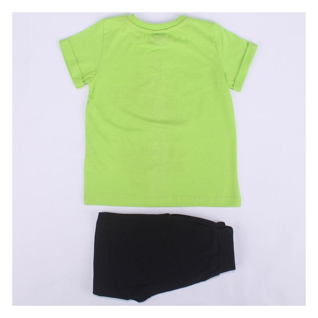 Boy Green Navy Blue Summer Time Written Sign Printed Shorts 2-Pack Set