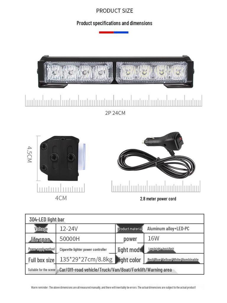 LED Strobe Warning Light for Truck and Lorry Roofs - Pilot, Rescue, and Lightning Strobe Bar
