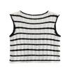 Women's Fashion Casual Sleeveless V-Neck Top Striped Knitted Pants Suit
