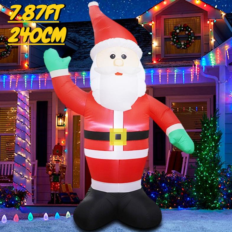 7.87FT Inflatable Santa Claus Toy Xmas Yard Lawn Party Decoration Festive Gift With LED Litght Christmas Supplies Home Ornament