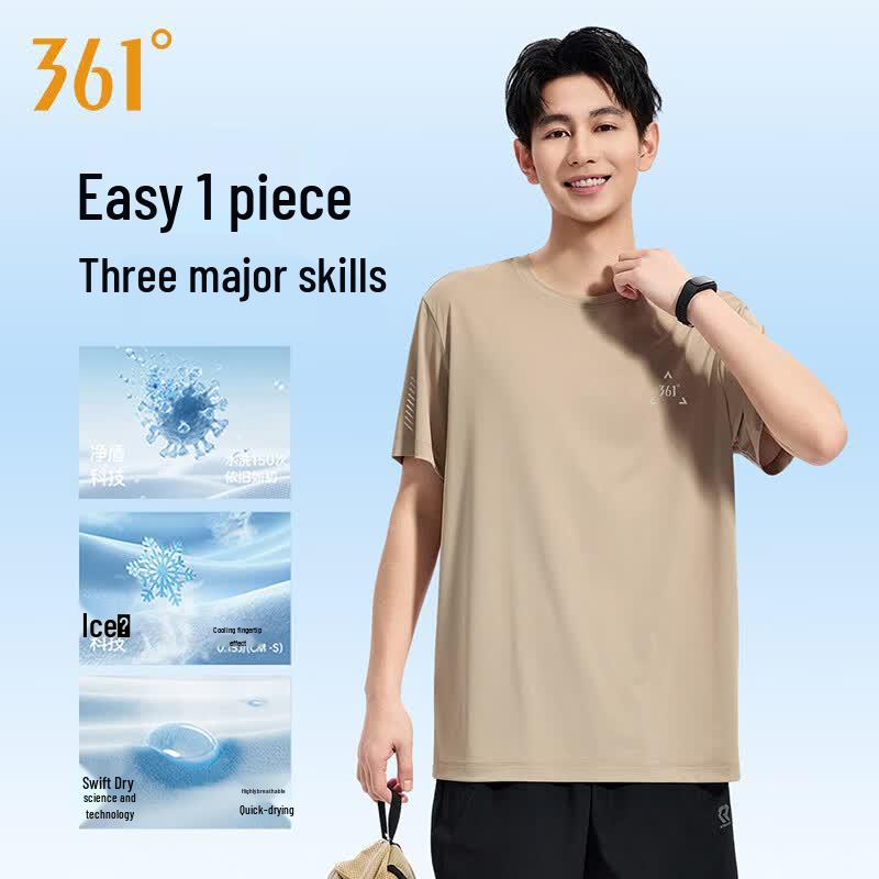 361° Men's Quick-Dry Cooling Anti-Bacterial Round Neck Sport T-Shirt