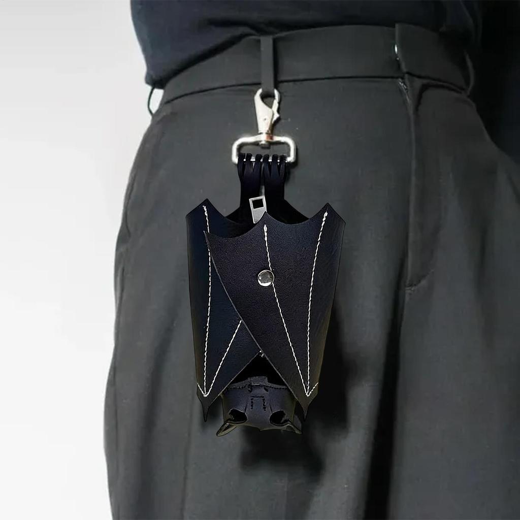 Bat Coin Purse PU Leather Bat Gothic Bag Keychain Change Purse with Foldable Wings for Shopping Travel Work School Events