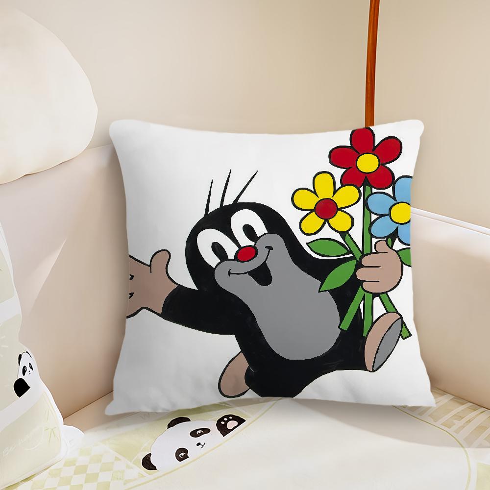 Animation Little MMole cushion cover Pillow Case Plush Fabric Soft Double Sided Print Sofa Cushion Cover Throw Pillow Covers