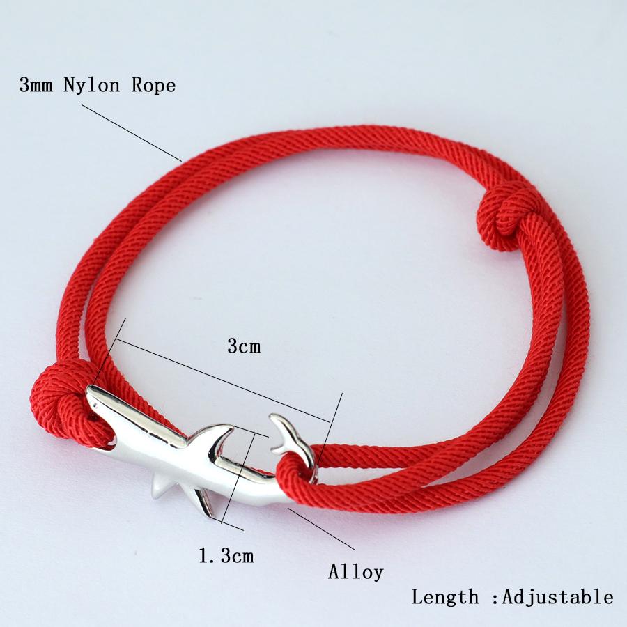 Simple Style Marine String Bracelet For Men Double Layer Sliding Adjustable Shark Braslet Surfing Nautical Rope Braclet Pulseria