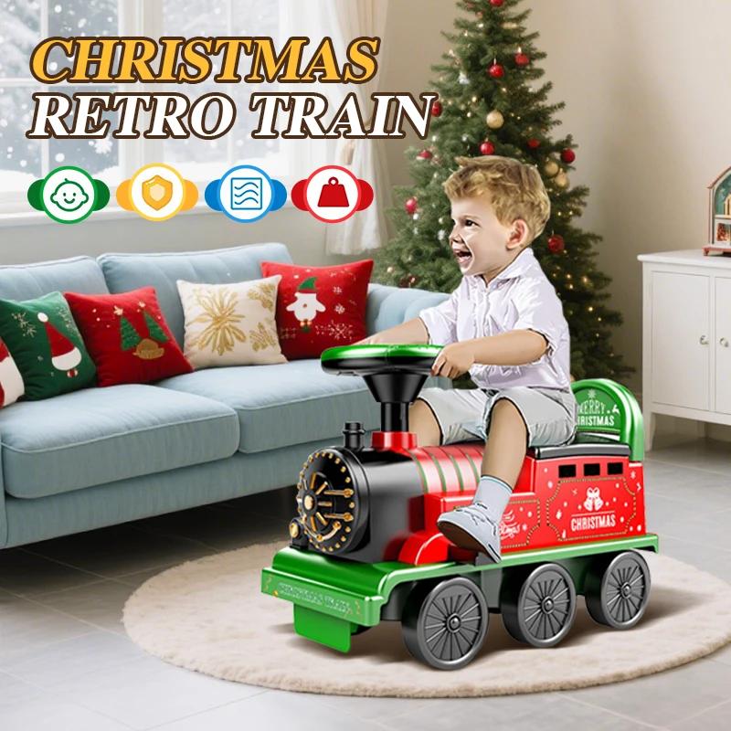 Non-Toxic Ride-On Train With Track Children Toy Train With Lights Sounds And Storage Seat Riding Fun Toys For Kids Christmas Gifts