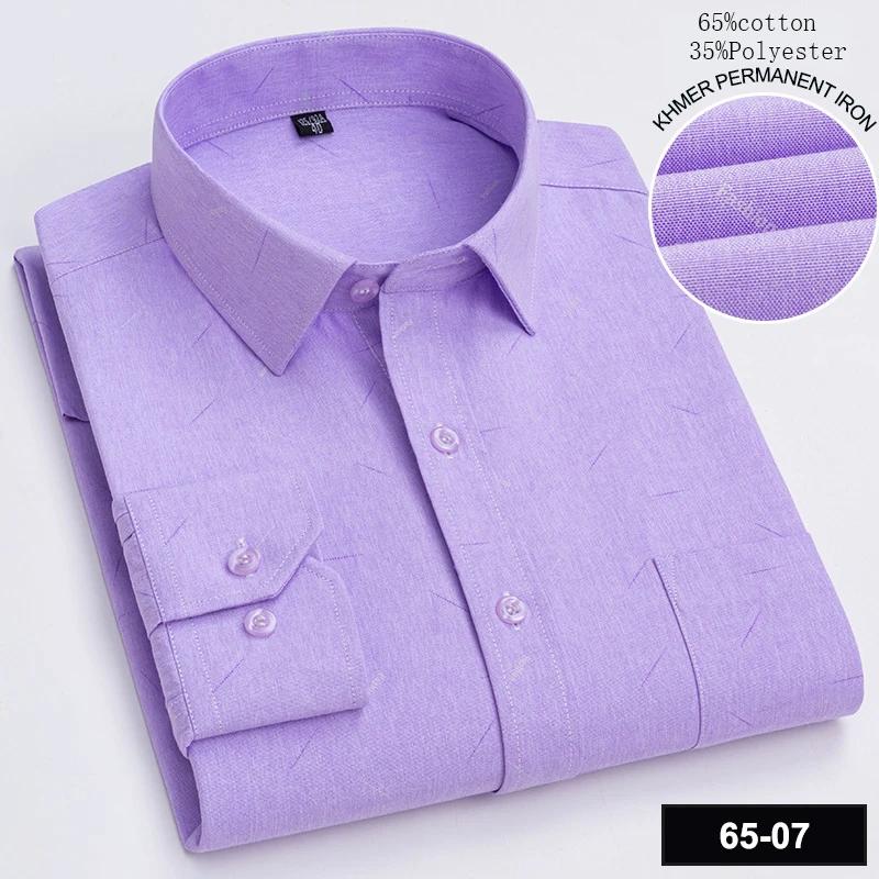 New In Shirt Long-sleeve Shirts for Men Slim Fit Formal Plian Shirt Single Pocket Office Clothes Soft Plaid Cotton Designer Tops