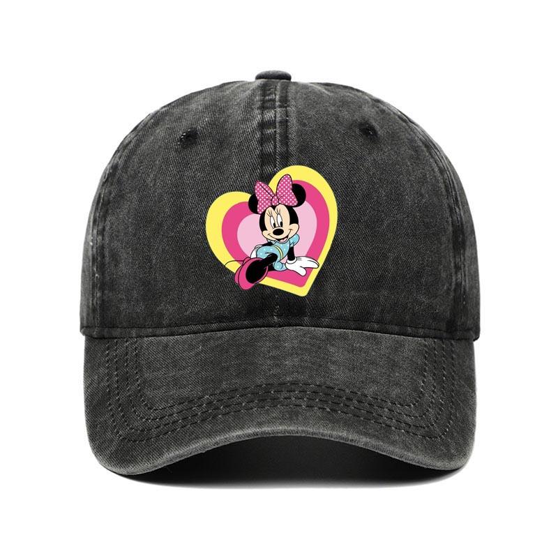 Retro Washed Mickey Mouse Print Baseball Cap Men Women Vintage Kpop Snapback Cap Adjustable Breathable Trucker Hat Sunscreen Hat