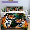3pcs Tiger Print Bedding Set - 1 Duvet Cover + 2 Pillowcases(Core Not Included), Machine Washable Polyester yy251216190