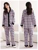2026 Women's Milk Silk Pajamas Set: V-Neck Cardigan, Long Sleeve, Long Pants, Thin Polka Dot Print for Spring and Autumn