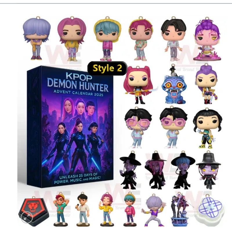 MINISO Adventskalender Box KPop Dämonenjäger 2 Kawaii Acryl Schlüsselanhänger HUNTR X Rumi Mira Zoey Jinu Überraschungsbox Weihnachtsgeschenk