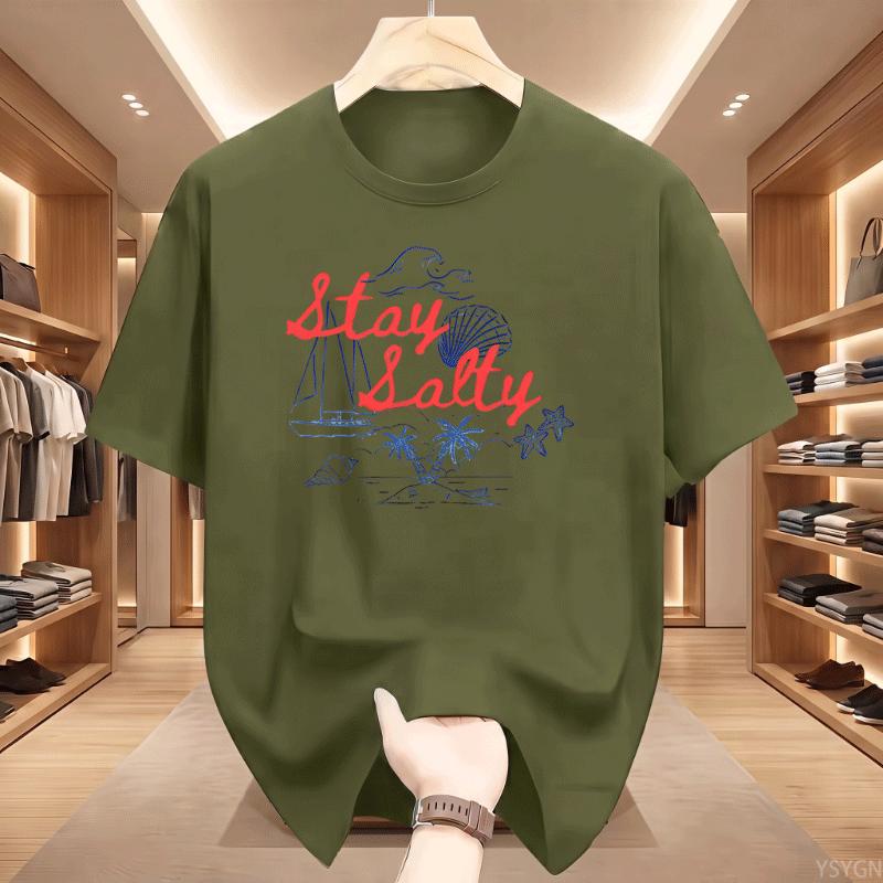 Stay Salty Graphic Tee Beachy Summer Cotton T Shirt Casual Round Neck Printed Short Sleeve Tshirts Unisex Comfortable Clothing