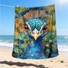 1pc Peacock Feather Throw Blanket Polyester Fiber, Lightweight Flannel, Soft & Warm, All Season Use for Outdoor, Camping Digital Print