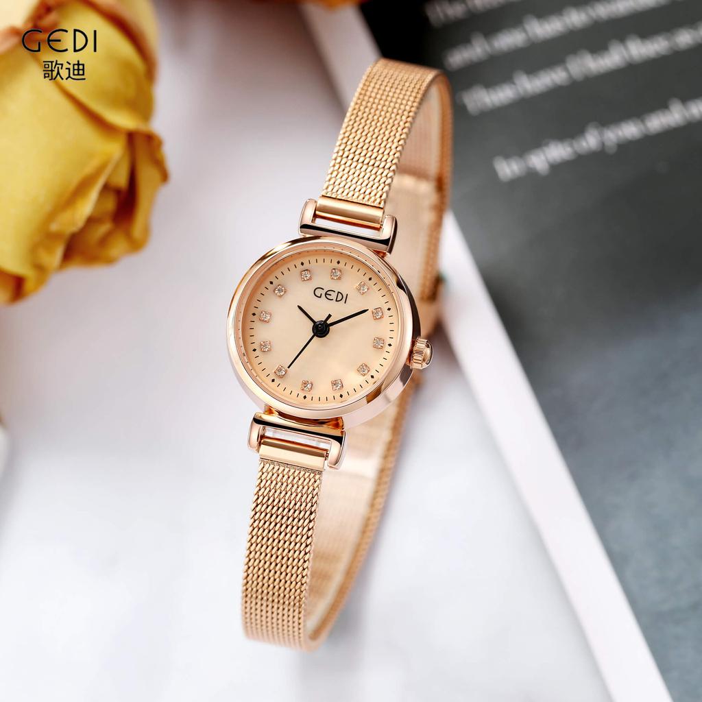 Versatile Stainless Steel Mesh Belt Light Luxury Diamond-Encrusted Student Exquisite Waterproof Quartz Watch