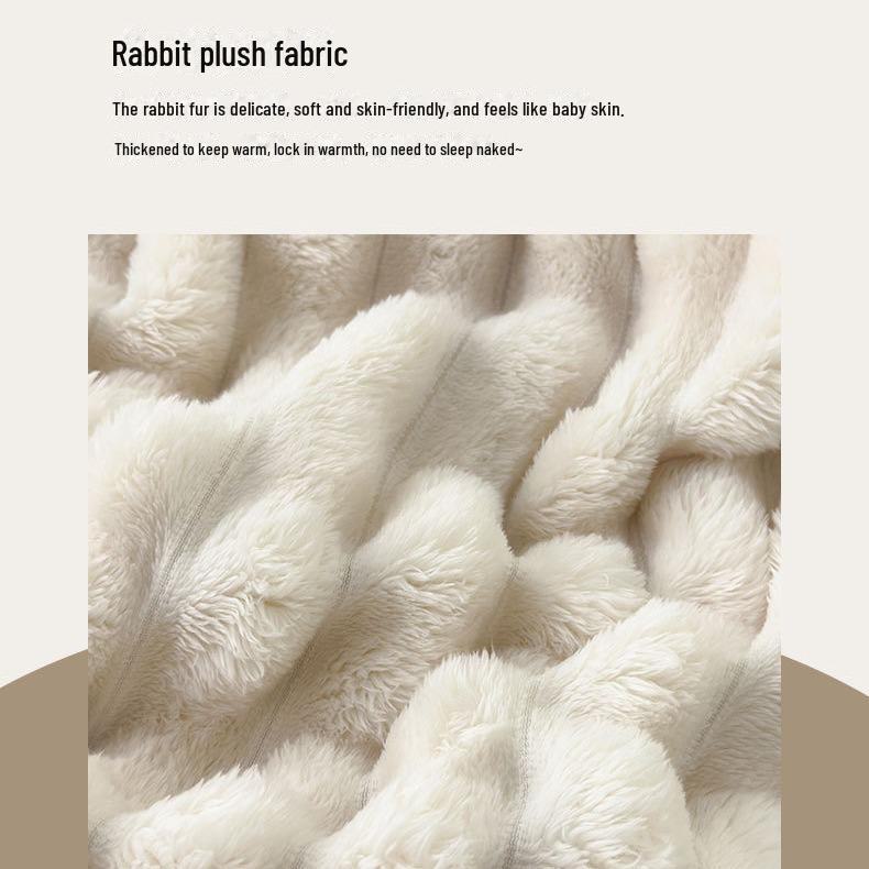 Nordic Style 4cm Rabbit Plush Drawstring Blanket for Sofa or Office