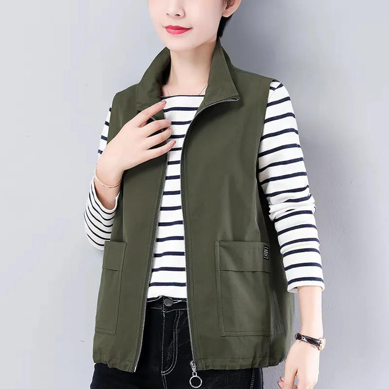 Άνοιξη Φθινόπωρο Κομψό Ταμπεραμέντο Γυναικείο Γιλέκο Μπουφάν Αμάνικο Άνετο Ευέλικτο Γυναικείο Αμάνικο Τοπ