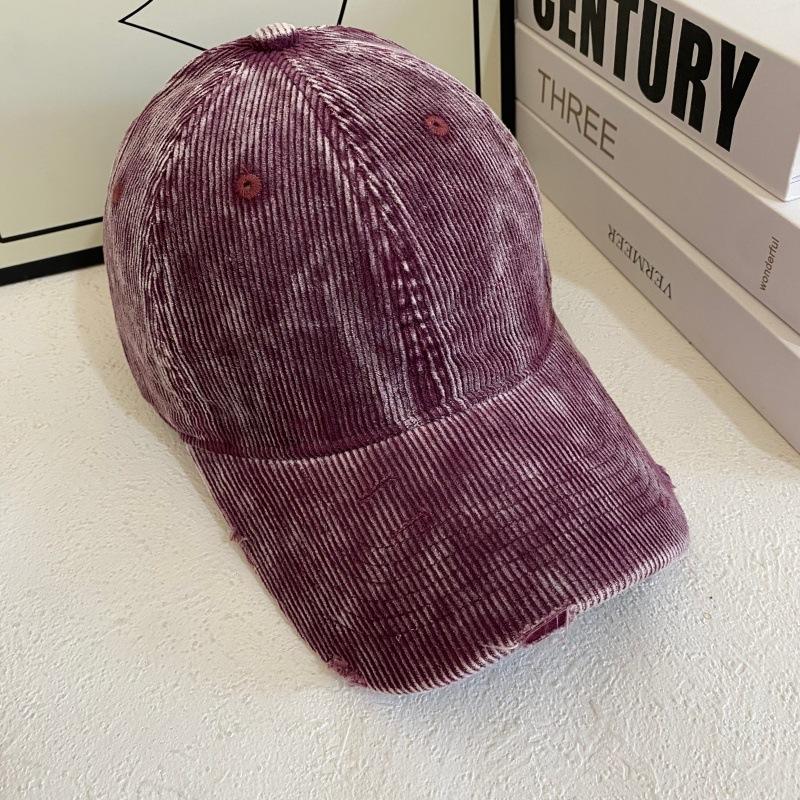 Vintage Washed Corduroy Ripped Baseball Cap Men Women Same Style Men Women Corduroy Ripped Dad Hat
