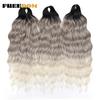 FREEDOM Synthetische Flecht-Haarverlängerungen Tief Gewellt 24 Zoll Lang Lockige Braids Haare Ombre Braun Regenbogen Twist Häkel-Haar