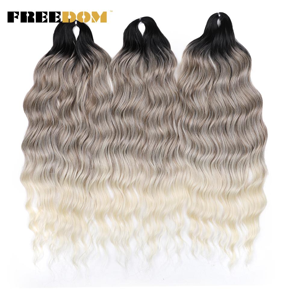 FREEDOM Synthetische Flecht-Haarverlängerungen Tief Gewellt 24 Zoll Lang Lockige Braids Haare Ombre Braun Regenbogen Twist Häkel-Haar