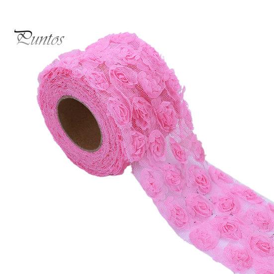 

Швейная лента 3 D Роза сплошной цвет Подарочная упаковка Украшение DIY Лента Свадебные украшения темно-розовый