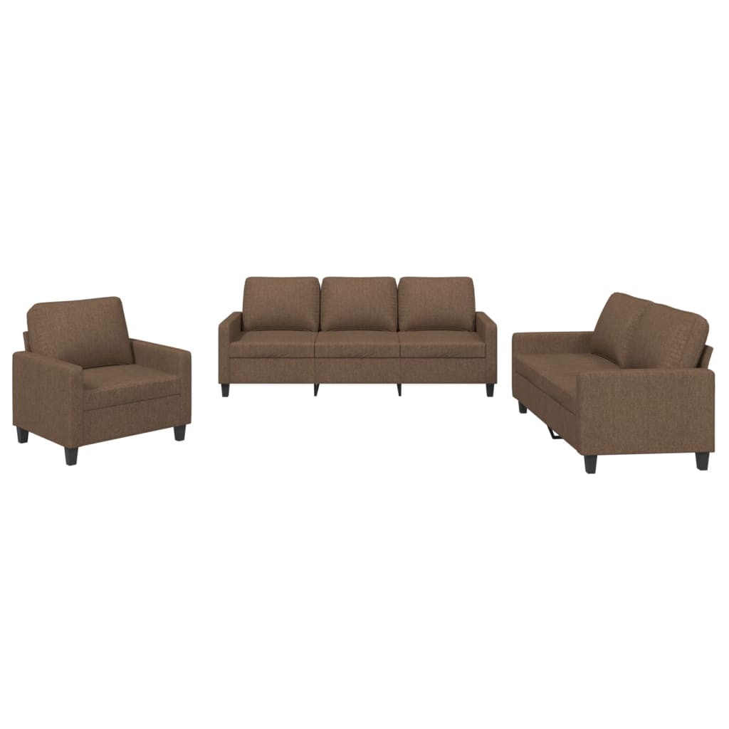 Vidaxl 3-Piece Lounge Set, Fabric Upholstered, Brown