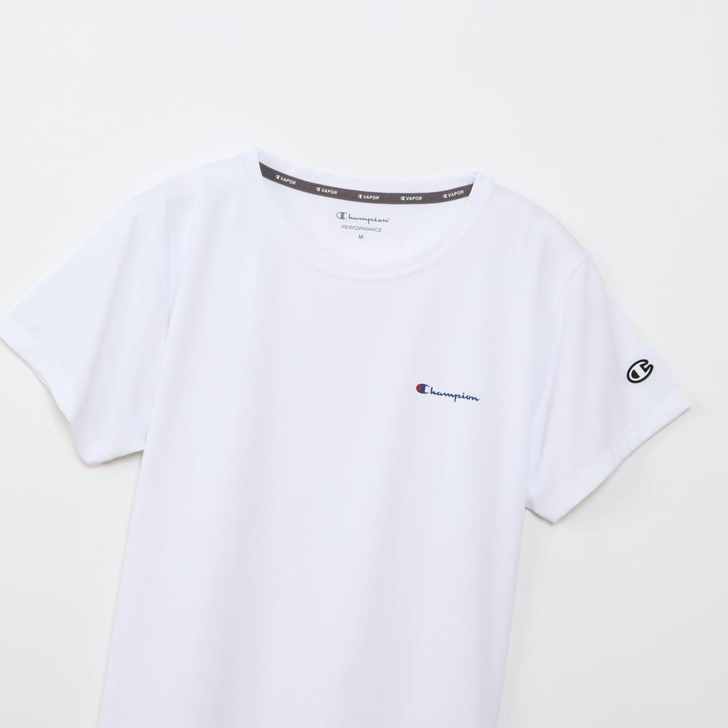 Champion Short Sleeve TECH Round Odor UV Script Rubber Print Women's T-Shirt, WEAVE® (CW-BS301), White, Neck, Antibacterial, Resistant, Quick-Drying,