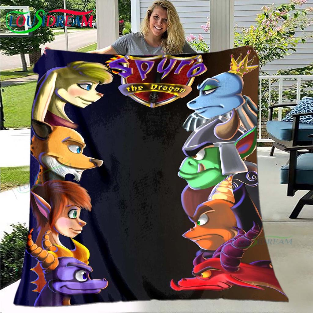 3D Klasické hry S-Spyro Drak Deka Hvězdné Umění Flanelová Tenká Deka Přenosná Domů Cestování Kancelář Deka na Obědovou Přestávku Dárek