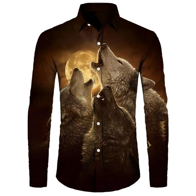 Мужские рубашки с 3D принтом Cool Wolf — фото 18