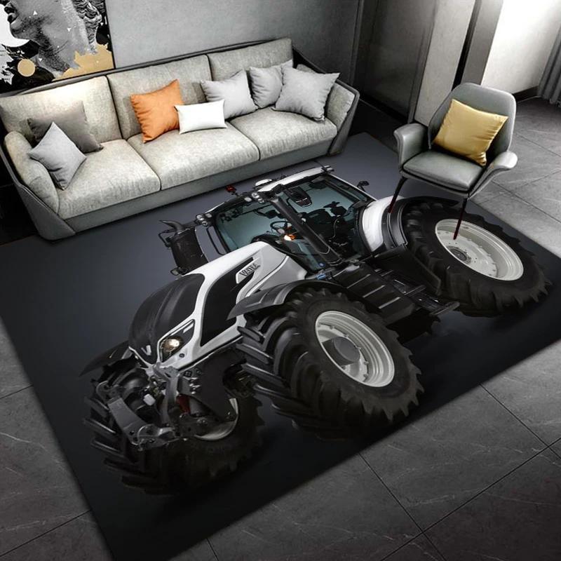 Car Tractor Series Pattern Truck Area Rug,Carpet Rug for Home Living Room Bedroom Sofa Doormat Decor,kids Non-slip Floor Mat 3D